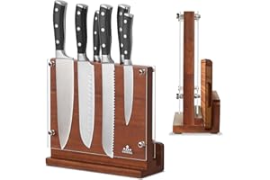 ENOKING Porta Coltelli Cucina, Ceppo Portacoltelli Doppio Lato Magnetico con schermo acrilico, Premium Ceppo coltelli Vuoto, Blocco per coltelli Universale 26 x 23,5 cm