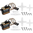 HAWK’S WORK 2 Pcs 4.8G Servo, Micro Digital Servo for Robot Arm RC Plane Helicopter Car Boat, Coreless Motor Mini Servo for STEM & Raspberry Pi Project (Emax ES 9051 II)