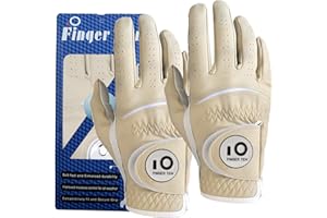 ‎FINGER TEN FINGER TEN Golfhandschuhe Herren Golf Handschuhe Links Rechts Leder Handschuh Wert 1 2 Stück Not Paar Golfhandschuh Linke Rechte mit Ball Marker Allwetter Griff für Männer Golfer