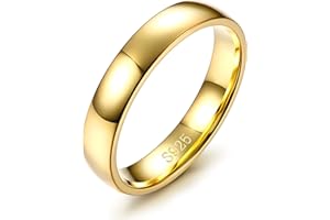 Diamday Bague Argent Sterling pour Femmes Hommes Or Simple Anneau Fiançailles Alliance Couples Fine Haut Polissage Bague Mariage Cadeau 2MM 4MM Taille 49-67