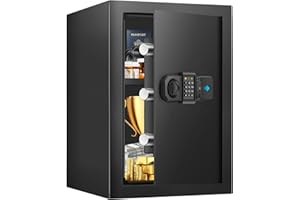 JVTISF 50L Safe for Home, Fireproof Safe with Key, Removable Shelf and Mute Function, Electronic Anti-Theft Safes for Money, Documents, Ammunition and Valuables