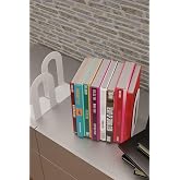 Risingmaber Dekoratif Beyaz Klasik Metal Kitap Tutucu, Kitap Desteği (İkili Set) MK4B