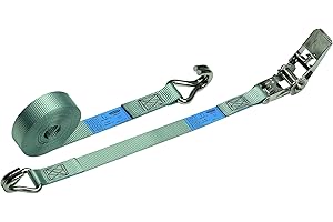 PONSA Cinghia di fissaggio a cricchetto in ACCIAIO INOX gancio chiuso. Cinghie di Tensione con Cricchetto 5M – 25 MM. Resistenza 800 kg – 1600 kg (loop). 2 Parti