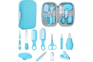 Baby Healthcare and Grooming Kit, Lictin 12PCS Nursery Care Kit, Newborn Safety Health Care Set with Hair Brush,Comb,Nail Clippers and More for Newborn Infant Toddlers Baby Boys