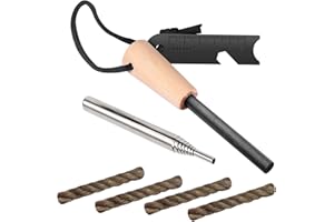 Pierre a Feu Survie Fire Steel en Magnesium,Allume Feu Survie avec Amadou pour l'acier au feu et Sarbacane,Tige Briquet Survie pour Camping Randonnée Barbecues Bushcraft,15 000 utilisations