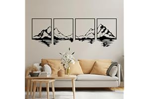 ESTART 4 decorazioni da parete in metallo con montagne, grandi montagne, foresta di montagna, pittura decorativa adatta per soggiorno, camera da letto, ufficio, interni ed esterni (montagne fiumi