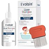 Evolsin® 120ml Läuseshampoo & Läusekamm für Erwachsene & Kinder ab 6 Monaten – bei Befall von Haaren mit Nissen & Kopfläusen 