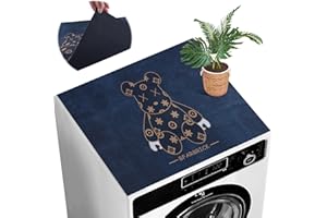 NUYOAH Waschmaschinenauflage Waschmaschinenbezug 60x60 cm Waschmaschinenabdeckung Staubschutz Rutschfest Waschmaschine Bezug Abdeckung Küchen Abwaschbar Zuschneidbare (Blauer Bär)
