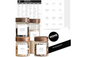 v2croft Lot de 168 étiquettes minimalistes pour bocaux de rangement et bacs de rangement, texte noir préimprimé sur vinyle blanc mat, organisation et rangement de garde-manger (blanc)