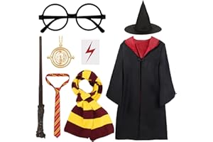 SEKEPINGO 8 PCS Wizard Cape Costume Accessories Set, Fancy Dress Up Wizard Theme Party Halloween Cosplay Outfit Set