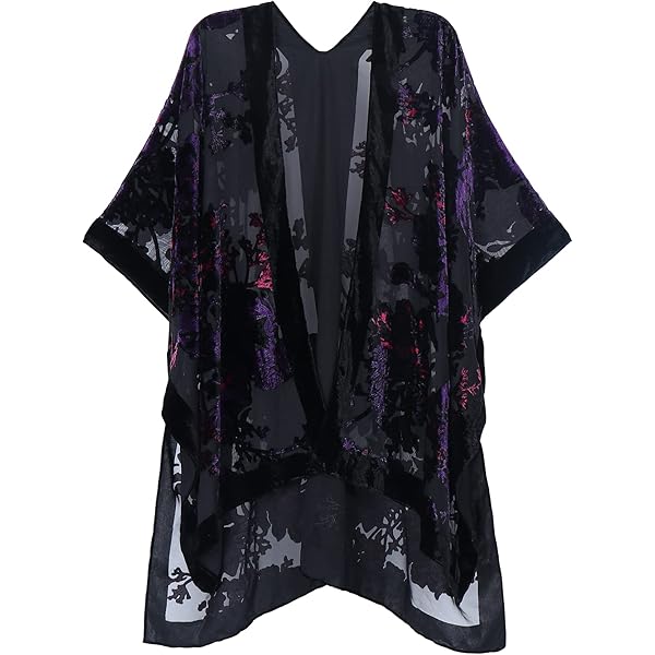 Women's Boho Maxi Kaftan Dress - Batwing Sleeve Silk-Feel Cover Up, Plus Size One Size, 55 Inch Length - View #7