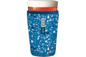 Sok It Pint Sok Reusable Neoprene Insulated Sleeve for 16oz Beer Glasses (Sky Terrazzo, Pint Glass Sleeve)