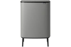 Brabantia - 130663 - Poubelle Bo Touch Bin Hi, 2x30L, Mineral Concrete Grey
