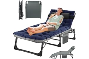 MOPHOTO Sun Lounger for Garden, Heavy Duty sun loungers chair with padded and Headrest, guest bed,office bed,folding garden chairs Perfect for camping,fold up