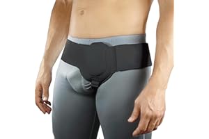 Moeckearla Hernia Belt for Men, Adjustable Hernia Support with Removable Compression Pads, Flexible Left or Right Wearable Hernia Truss, Post-Surgery Inguinal Hernia Support for Pain Relief (Black)