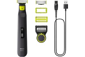 Philips OneBlade Pro Yüz ve Vücut için Hibrit Tıraş Makinesi,Sakal Şekillendiriği, Islak/Kuru Kullanım, 12 Uzunluk Ayarlı Tarak, 1 Yedek Bıçak, Vücut Tarağı, Cilt Koruması,QP6542/10