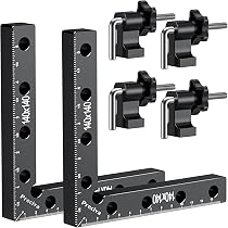 Set Di 2 Squadretti A 90° In Alluminio Da 140mm – Morsetto Angolare Per Falegnameria, Misura E Posizionamento Precisa