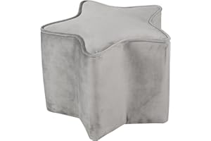 roba Kinderhocker Lil Sofa in Sternform - Bequemer Hocker in grauem Samtstoff - Polstermöbel Pouf für Kinderzimmer - Sitzhöhe 24 cm