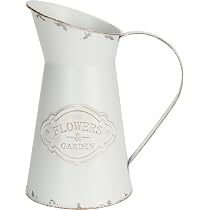 Vase Vintage Métal 11.3x19cm - Pot à Lait Zinc Galvanisé - Déco Shabby Chic Pour Fleurs, Mariage