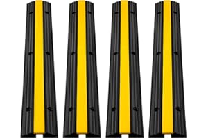 VEVOR 4 Pack of 1-Channel Rubber Cable Protector Ramps Heavy Duty 18000Lbs Load Capacity Cable Wire Cord Cover Ramp Speed Bump Driveway Hose Cable Ramp Protective Cover