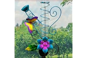 DINGLONG FLIGATTO Lampe solaire pluviomètre décoratif vert acier inoxydable éclairage jardin météo IP44 capteur lampe,Fenteer Arrosoir Pluviomètre Plein Air avec Solaire Alimenté Jeu de Lumière Décoratif Cour Jardin.