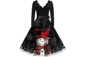 DIYIOUZHOU Soft Dress Womens Classic Long Sleeve Birthday Xmas Tuni Velvet Cozy V Neck Snowflake Zip Evening Dress Womens