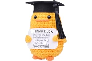 Mwmoeen Pocket Hug Positive Ente Doktorhut Studentenhut, Positive Duck Strickwolle Ente Bachelor Hut, Emotionale Unterstützung Enten Geschenke Absolvent Party-Dekoration Geschenke für Absolventen
