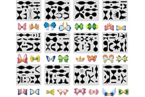 FINGERINSPIRE 12 Stück Schleifen Vorlagen Bowknot Making Template mit verschiedenen Formen wiederverwendbare Kunststoff-Ohrring stirbt Schneiden Schablone für Fliege Haarnadel machen DIY Craft