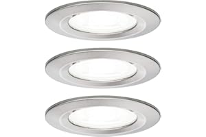 Paulmann 92979 Luminaria empotrable LED Nova, juego de 3, redonda, 3x6,5 W, foco empotrable, acero mate, Spot, aluminio-zinc, lámpara 4000 K GU10
