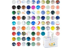 MINISOISO Canicas de Cristal Coloridas,80 Pieza Canicas de Vidrio de Colores con Exquisita Caja,Canica de Cristal Pequeñas para Niños,Canica de Cristals Multicolor para Decoración o Juegos de Canic