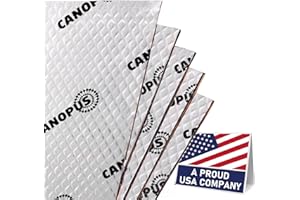 CANOPUS Professionnel Auto Adhésif Isolation Phonique Voiture, Tapis Insonorisant en Butyle, 50 mil, 10 sqft, Lot de 10 Feuilles Tapis Insonorisant pour Voiture, Coffre, Porte, Sol et Plafond, Argenté