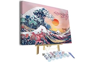 TISHIRON Malowanie według liczb, dla dzieci i dorosłych, dla początkujących, z ramen, "zrób to sam", malowanie w Kanagawie, obraz olejny, dekoracja domu, 50 x 40 cm