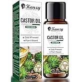 Kanzy Huile de Ricin, Pressée à Froid Pure, Soin 100% Naturel Accelerates, Fortifie Des Cheveux, Barbe, Cils, Sourcils, Ongle