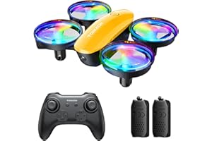 Tomzon Mini drone per Bambini, Elicottero Telecomandato con Luci a LED, Quadricottero RC con 360° Protezione, Lancio/3D Flip/Rotazione/Volo Circolare, Drone Giocattolo Indoor per Principianti, Giallo