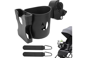QGGTQG Portavasos para cochecito con funda para teléfono móvil, soporte universal 2 en 1, soporte para vasos, cochecito, café, soporte para bebidas, con 2 ganchos para cochecito de bebé, bicicleta
