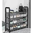 EXVITO Metal Shoe Rack for Home – Adjustable & Stackable Waterproof Open 4-Tier Shoe Rack for Closet Entryway, Bedroom, Outdoor, DIY Multi-Purpose Portable Carbon Steel Shoe Stand