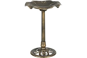 Outsunny 71cm Bird Bath for Garden, Standing Pedestal Birdbath with Lotus Leaf Basin, Vintage Decorative Bird Bath Bowl for Outdoor, Bronze Tone