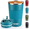 KETIEE Travel Mugs, 380ml Insulated Coffee Cup with Leakproof Lid,Reusable Coffee Cups Travel Cup,Coffee Travel Mug,Double Walled Coffee Mug,Stainless Steel thermaol Mug for Hot Cold Drinks,Blue