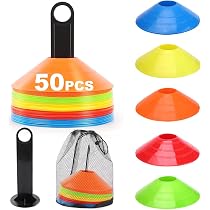 Kit 5 Plots De Marquage Football | Cônes Entraînement Multicolores | Avec Support | Pour Agilité Et Coordination