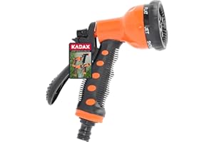 KADAX Alcachofa de riego de plástico, alcachofa de ducha de jardín ajustable, ducha de mano antideslizante para riego y lavado de coches, cabezal de ducha de jardín (7 ajustes de pulverización)