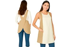 DIDART HANDMADE Bata profesora infantil. Delantal japonés impermeable con 2 bolsillos – Antimanchas – Ideal para maestras, limpieza o cocina diaria. Uniforme de trabajo.