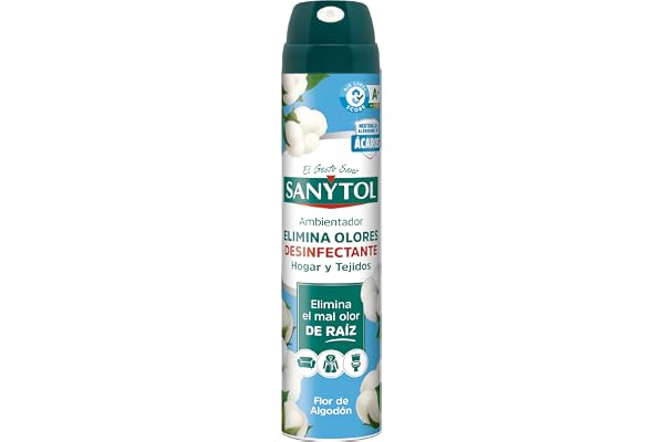 Sanytol - Spray Ambientador Elimina Olores Hogar y Tejidos Algodón 300 ml