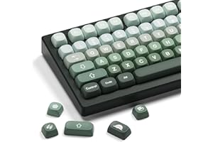 HITIME XVX Matcha Wagashi PBT Keycaps - Custom Keyboard Keycaps 60 75 100%, 5 Side Dye Sublimation, 132 Keys Set for Cherry Gateron MX Switches, Gradient Green