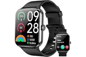 IOWODO Reloj Inteligente Hombre Mujer - Smartwatch 1.85" con Llamadas Bluetooth, Monitor Cardíaco, Oxímetro, Sueño, 100+ Modos Deportivos, IP68 Impermeable, Pulsera Actividad para Android iOS