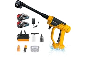WAKKAPEINT Cordless Power Washer 18V Battery Jet Wash, Portable Pressure Washer With 2x 3.0ah Battery & 6 In 1 Nozzle, Foam Pot, 16ft Hose For Patio Cleaning And Car Washing, Portable Power Washer Carrying Bag