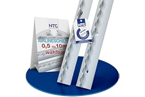 NTG Set di guide per aerei da 0,5-10 metri - Certificato TÜV - Forma semicircolare - Fissaggio del carico per camion e camper - Guida di fissaggio forata in alluminio argento (4 x 1 metro)