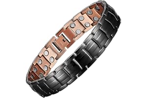 MagEnergy Mens Copper Magnetic Bracelets, 99.9% Pure Copper Bracelet with Double Row Magnets, Adjustable Wristband Brazaletes for Men