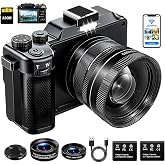 5K 64MP Digital Camera with WiFi, Front Camera, Wide Angle/Macro Lenses | Digital Camera with 18x Digital Zoom, 2 Batteries,