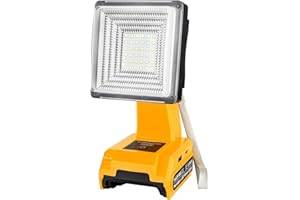 Adisipsoarin Cordless LED Work Light for Dewalt 18V 54V Battery, 25W LED Floodlight with USB-A&USB-C 2.1A Fast Charging Ports for Jobsite, Car Repairing, Camping, Emergency(Battery not Included)