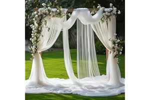 BSTDAYEVER Querbehang Freihanddeko Hochzeitsbogen Gardinen Traubogen Deko Weiß 75cmx8m Himmelbett Vorhänge Organza Stoff Hochzeit Vorhang Kulissenvorhänge für Hochzeiten Fotografie Party Zeremonie